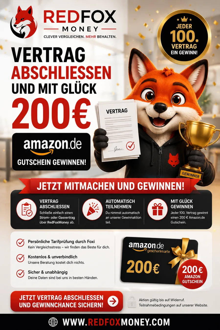 Werbepost zur RED FOX MONEY Gutschein-Aktion