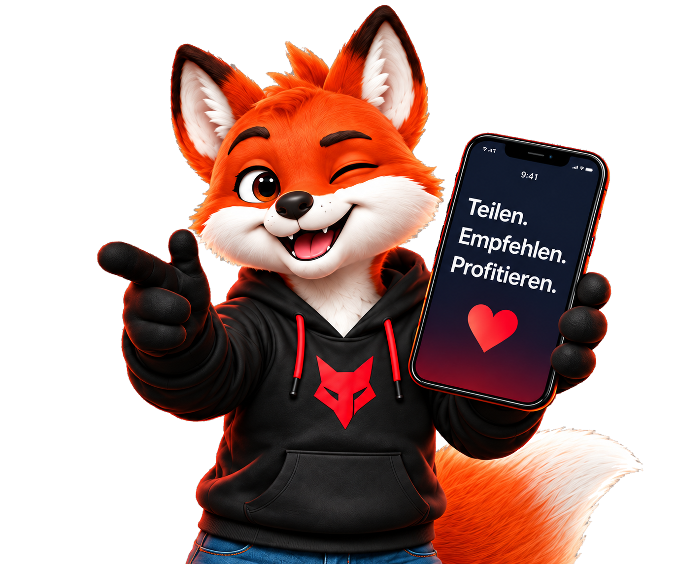 Foxi mit Smartphone: Teilen. Empfehlen. Profitieren.